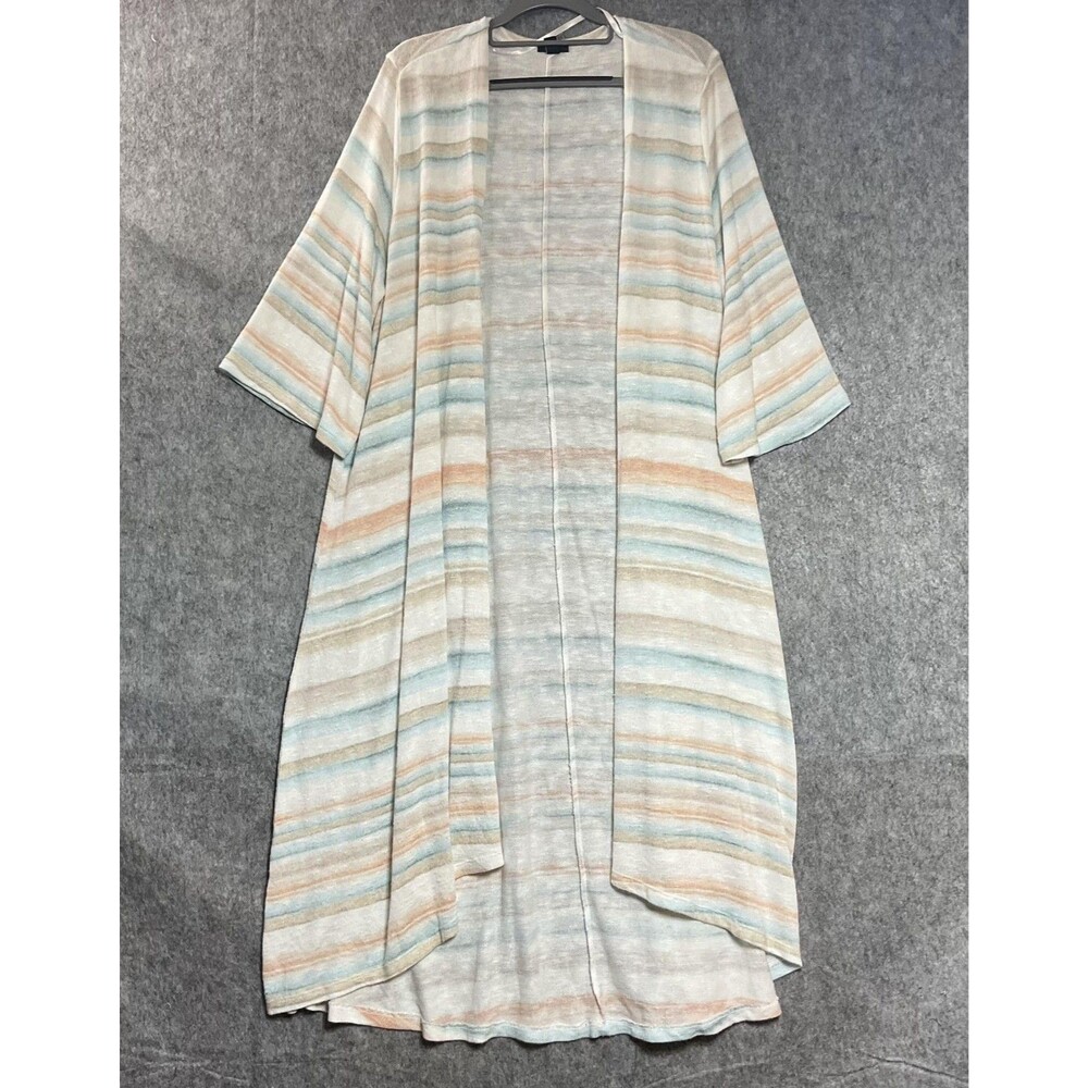 Torrid Cardigan Womens Plus 2 Multicolor Pastel Stripe Open Front Duster Kimono